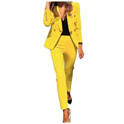 Hosenanzug Damen, Festlich Elegant Business Anzug Set Hosenanzug Blazer Hose Outfit Zweiteiler Slimfit Freizeitanzug Damen Anzug Damenanzug Mode 2 Stück Set Buisnesskleidung Frauen Hosenanzüge von Ashleyzj