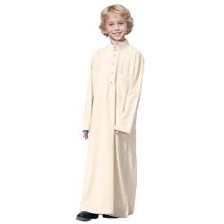 Kind Jungen Arabischen Islam Muslimische Robe Kinder Abaya Kaftan Islamische Gebetskleidung Arabischer Mittlerer Osten Dubai Langarm Roben Muslimisches Kleid Kaftan Gewand (Beige, 11-12 Years) von Ashleyzj