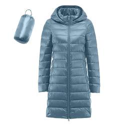 Lang Leichte Daunenjacke Damen Leicht Puffer Jacke Mit Kapuze Steppjacke Dünne Daunenmantel Federleichte Mantel Leichter Steppmantel Winter Down Jacket Daunen Women Warme Pufferjacke Übergangsjacke von Ashleyzj