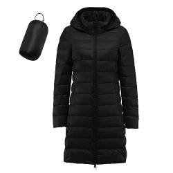 Lang Leichte Daunenjacke Damen Leicht Puffer Jacke Mit Kapuze Steppjacke Dünne Daunenmantel Federleichte Mantel Leichter Steppmantel Winter Down Jacket Daunen Women Warme Pufferjacke Übergangsjacke von Ashleyzj