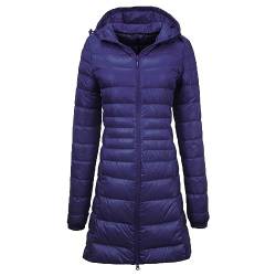 Leichte Daunenjacke Mit Kapuze Damen Steppjacke Leichter Daunenmantel Damen Winter Daunen Winterjacke Damen Leicht Ultraleichte Dünne Steppjacken Frauen Federleichte Softdaunenjacke (4A-Navy, L) von Ashleyzj