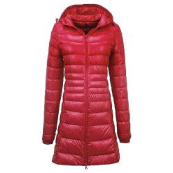 Leichte Daunenjacke Mit Kapuze Damen Steppjacke Leichter Daunenmantel Damen Winter Daunen Winterjacke Damen Leicht Ultraleichte Dünne Steppjacken Frauen Federleichte Softdaunenjacke (4A-Red, M) von Ashleyzj