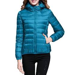 Leichte Daunenjacke Mit Kapuze Damen Steppjacke Leichter Daunenmantel Damen Winter Daunen Winterjacke Damen Leicht Ultraleichte Dünne Steppjacken Frauen Federleichte Softdaunenjacke (Blue, XL) von Ashleyzj