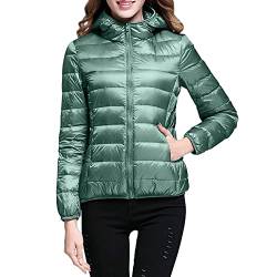 Leichte Daunenjacke Mit Kapuze Damen Steppjacke Leichter Daunenmantel Damen Winter Daunen Winterjacke Damen Leicht Ultraleichte Dünne Steppjacken Frauen Federleichte Softdaunenjacke (Mint Green, XXL) von Ashleyzj