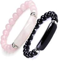 Ashopfun Pinkes Pheromon-Armband, natürliches rosa Pheromon-Armband, 8 mm, Stretch-Perlen, Liebes-Pheromon-Armband, Glücksbringer-Energiestein-Armreif für Damen und Herren, Kristall von Ashopfun