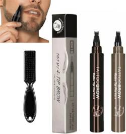 Elmyse Beard Filling Pen,Waterproof Beard Filling Pen Kit with Beard Brush,Beard Pencil Filler for Men,Shape & Define Your Beard,Beard Pen for Men,Effective Enhance Facial Hair (Set A) von Ashopfun