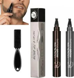 Elmyse Beard Filling Pen,Waterproof Beard Filling Pen Kit with Beard Brush,Beard Pencil Filler for Men,Shape & Define Your Beard,Beard Pen for Men,Effective Enhance Facial Hair (Set D) von Ashopfun