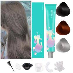 Plant-based Nourishing Hair Color-Comes With Full Kit,2023 Popular Hair Color,Plant Nourishing Hair Dye Cream,Bubble Hair Dyeing Cream Plant Essence,Natural Coloring for All Hair Types (Wood Gray) von Ashopfun