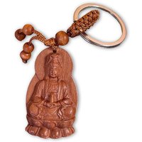 Asien LifeStyle Schlüsselanhänger Buddha Schlüsselanhänger Holz Anhänger Om Mani Padme Hum von Asien LifeStyle