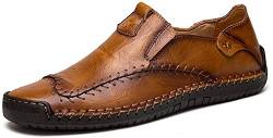 Asifn Herren Casual Leder Loafers Fahren Walking Schuhe Bequeme Slip-on Sneaker Formelle Oxford Penny Klassische Mokassins Hand genäht（Gelb,42/43 EU,43 Markengröße von Asifn