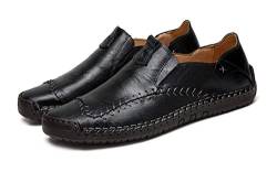 Asifn Herren Casual Leder Loafers Fahren Walking Schuhe Bequeme Slip-on Sneaker Formelle Oxford Penny Klassische Mokassins Hand genäht（Schwarz,45/46 EU,46 Markengröße von Asifn