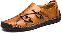 Asifn Herren Casual Loafers Fahrschuhe Oxfords Bequeme Verstellbare Sneaker Walking Schuhe Leder Slip auf Penny Classic Mokassins（Gelb,38/39 EU,39 Markengröße von Asifn