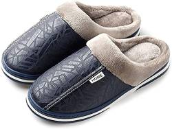 Asifn Herren Damen Hausschuhe Memory House Outdoor Indoor Schuhe Slipper Sohle Clog Anti-Rutsch-Komfort Fleece-Futter Fuzzy Baumwolle(Blau,48/49 EU,49/50 Markengröße von Asifn