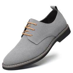 Asifn Herren Kleid Oxford Schuhe Klassische Schnürung Lässige Wildleder Samt Low-Top Britische Business Atmungsaktive Schuhe（Grau,45 EU von Asifn