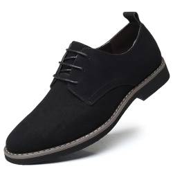 Asifn Herren Kleid Oxford Schuhe Klassische Schnürung Lässige Wildleder Samt Low-Top Britische Business Atmungsaktive Schuhe（Schwarz,39 EU von Asifn