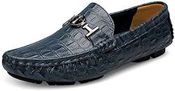 Asifn Herren Leder Casual Slip auf Driving Loafers Wohnung Walking Mokassin Business Kleid Boot Schuhe Mode Slipper（Blau,41/42 EU,42 Markengröße von Asifn