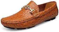 Asifn Herren Leder Casual Slip auf Driving Loafers Wohnung Walking Mokassin Business Kleid Boot Schuhe Mode Slipper（Braun,37/38 EU,38 Markengröße von Asifn