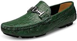 Asifn Herren Leder Casual Slip auf Driving Loafers Wohnung Walking Mokassin Business Kleid Boot Schuhe Mode Slipper（Grün,47/48 EU,48 Markengröße von Asifn