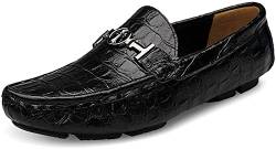 Asifn Herren Leder Casual Slip auf Driving Loafers Wohnung Walking Mokassin Business Kleid Boot Schuhe Mode Slipper（Schwarz,39/40 EU,40 Markengröße von Asifn