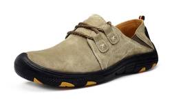 Asifn Herren Loafers Casual Leder Oxford Driving Flats Outdoor Walking Mode Wandern Schuhe（Braun,41/42 EU,42 Markengröße von Asifn