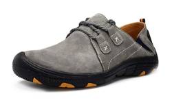 Asifn Herren Loafers Casual Leder Oxford Driving Flats Outdoor Walking Mode Wandern Schuhe（Grau,41/42 EU,42 Markengröße von Asifn