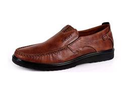 Asifn Loafers Herren Leder Fahrschuhe Mokassin Schuhe Aus Weichem Leder Komfort Business Hausschuhe Atmungsaktiv Weich Handmade（Braun,40 EU von Asifn