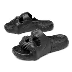 Asifn Schädel Rutschen Dusche Hausschuhe für Frauen Männer Haus Sandalen Eva Dicke weiche offene Zehe auf Indoor Outdoor Strand Pool Sandalen （Schwarz,46/47 EU von Asifn