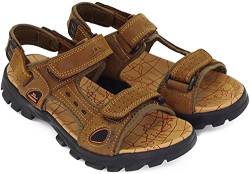 Asifn Travel Wandersandalen Herren Wandern Fischer Leder Strandschuhe Sportfischer rutschfeste Wasser Offener Riemen Klettverstellbare Wandersandalen（Braun,39/40 EU,39 Markengröße von Asifn