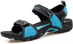 Weiche Männer Frauen Ledersandalen Wasserdicht Offene Zehe Einstellbare Outdoor Wandern Atmungsaktiv Bequeme Sandale für Sommer Strand（Blau,35/36 EU,36 Markengröße von Asifn