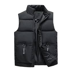 Asija Arbeitsweste Herren Winter Unisex Steppweste Glänzend Leicht Ärmellose Steppjacke Übergangswesten Daunenweste Winterweste Casual Kapuzenjacke Winterjacke Bodywarmer Reißverschluss Outdoor Weste von Asija