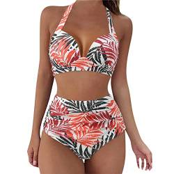 Asija Bikini Damen Bauchweg Große Brüste Bikini Set Push Up Curvy Bikini-Sets High Waist Sexy Badeanzug Damen Große Größe Oberweite Für Mollige Bademode Swimming Suits Women 2 Pieces Schwarz Blau S von Asija