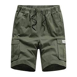 Asija Cargo Hose Herren,Cargo Shorts Herren Sommer Sport Laufshorts Baumwolle Kurze Hosen Regulär Fit Einfarbig Stoffhose mit Taschen Sommerhose Vintage Chino Cargohose Männer Leicht Freizeitshorts von Asija