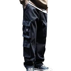 Asija Cargohose Herren Stretch Baggy Cargo Hose Lang Y2K Hose Hip Hop Streetwear Herren Freizeithose Einfarbig Cargohosen mit Taschen Aestethic Sweatpants mit Seitentaschen Hippies Stil Jogginghose von Asija