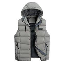 Asija Daunenweste Herren Übergangs Daunenweste Atmungsaktiv Softshell Full-Zip Daunenweste Freizeit Vest abnehmbare Kapuze Winter Gefüttert Weste Multi Taschen Bodywarmer Outdoor von Asija