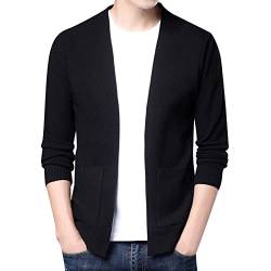 Asija Herren Strickjacke mit V Ausschnitt Slim Fit Gefüttert Cardigan mit Knöpfen Grobstrick Pullover Lang Warm Männer Übergangsjacke Jacke Sweater von Asija