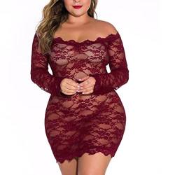 Asija Lingerie Set Sexy Reizwäsche Große Dessous Für Frauen Plus Sizr Teddy Bodysuit Dessous Sexy Babydoll Nachtkleid Höschen Kleid V-Ausschnitt Schnürung Verbunden Mit Tanga Set Sexy Outfit Für Sex von Asija