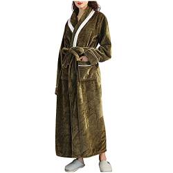 Asija Nachtwäsche Sexy Frau Morgenmantel Damen Lang Gepolstert Bademantel Kimono Saunamantel Hausmantel mit Kapuze Einfarbig Robe Cozy Warm Weich Wadenlang Bodenlang Loungewear Langarm von Asija