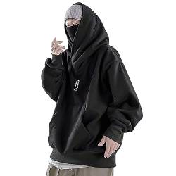 Asija Ninja Hoodie Herren Dicke Pulli Rollkragenpullover Harajuku Schalkragen Pullover Kapuzenpullover Vintage mit Kapuze Hoodie Oversized Fleece Fleecepulli Sweatshirts Sweater Schalkragen von Asija