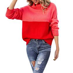 Asija Pullover Damen Winter Pullover Damen Winter Elegant Rollkragenpullover Strickpullover Casual Lose Langarm Pulli Oberteile Oversized Fledermaus Langarm Sweatshirt Warm Lässig Sweater Tops von Asija