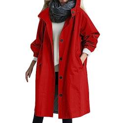 Asija Regenparka Tailliert Wasserdichte Jacke Winddicht Wasserdicht Windjacke Mit Tasche Damen Verdickter Trenchcoat Windbreaker Sportjacke Übergangsjacke Lang Windbreake Regenjacke Damen Fahrrad von Asija