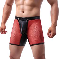 Asija Slip Herren Sexy Retroshorts Boxer Brief Retroshorts Dessous Kurz Sport klassischer Unterwäsche für Männer Größe (Red, L) von Asija