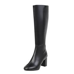 Asija Stiefeletten Damen Herbst Stiefeletten Warme Lange Stiefel Hohe Boots Elegante Sexy Runde Zehe Plattformen High Heel Stiefel Frauen Herbst Winter Reißverschluss Lederstiefel 2023 lederstiefel von Asija