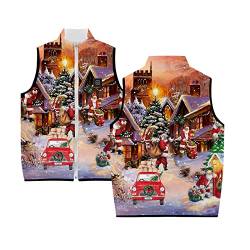 Asija Weihnachtsweste Leichte Softshell-Weste Multi Taschen Kapuze Vest Ärmellos Freizeitjacke für Männer Weihnachtsweste Bedruckte Mode Top Atmungsaktiv Weihnachten Anzugweste von Asija