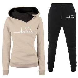 Asija Zweiteiler Damen Lang Jogginghose damen Reißverschluss V-Ausschnitt Sweatshirt Bequeme Sporthose sets Leicht Solid zweiteiliger damen loose overall sets Sommer und Herbst sets mit Taschen von Asija