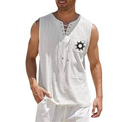 Asija t-Shirt Herren Slim fit Herren Frühling und Sommer Tops Casual Sport Ärmelloses Top Baumwolle Leinen Weste Solide Fitness Muscle Tank Cool Sommer Muskelshirt Top von Asija