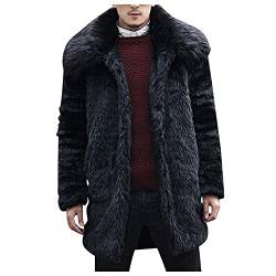 Fellmantel Herren Lang Herren Winter Fell Mantel Lang Kunst Felljacke Pelzmantel Männer Winterjacke 2023 Kunstpelz Lange Jacke Faux Fur Mantel Kunstfell Winter Pelzkragen Pelzmantel Felljacke Mantel von Asija