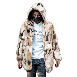 Fellmantel Herren Lang Kunstpelz Mantel Herren Pelzmantel Herren Lang Kunst Felljacke Pelzkragen Wind Coat Winterjacke Faux Pelz Fur Warm Mantel Pelzjacke Faux Pelz Cardigan Winterjacke Männer Parka von Asija