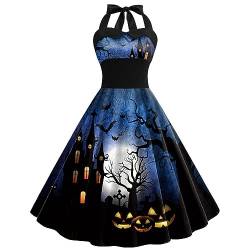 Halloween Kleid Herbst Damen Damen-Halloween-Vintage-Kleid mit Fledermaus-Stickerei in Übergröße in Schwarz Damen Maxikleid halloween cosplay kostüm halloween cosplay damen gothic kleidung damen curv von Asija