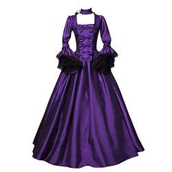 Halloween Kleider Damen Frauen Mittelalter Gothic Retro Robe Femme Kleid Blumendruck Ballkleider Theaterkleidung Elegantes Cosplay Kleid Kostüm Gericht Kostüm Krug Mittelalterlich Halloween von Asija