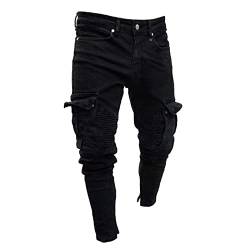 Jeans Herren Stretch,Jeans Hose Herren Cargo Harajuku Lässig Locker Punk Rock Gerade Weites Bein Hose Hohe Taille Retro Streetwear Jogger Latzhose Herren Jeans Slim Fit Jeans Herren Slim Fit von Asija